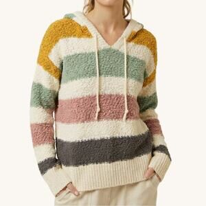 Absolutely Creative Worldwide Striped Boucle Hoodie Sweater NWT Small